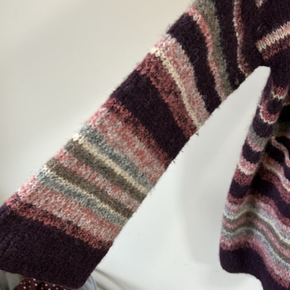 Free People Sweater Purple Striped Alpaca Wool Blend Cardigan Coat Sz M NEW - Picture 7 of 13